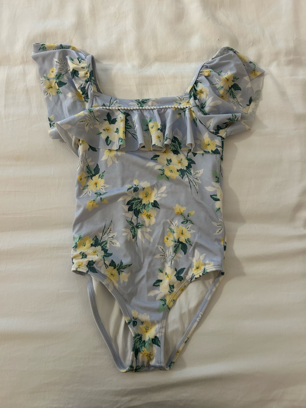 Janie and Jack Light Blue Floral One-Piece Swimsuit